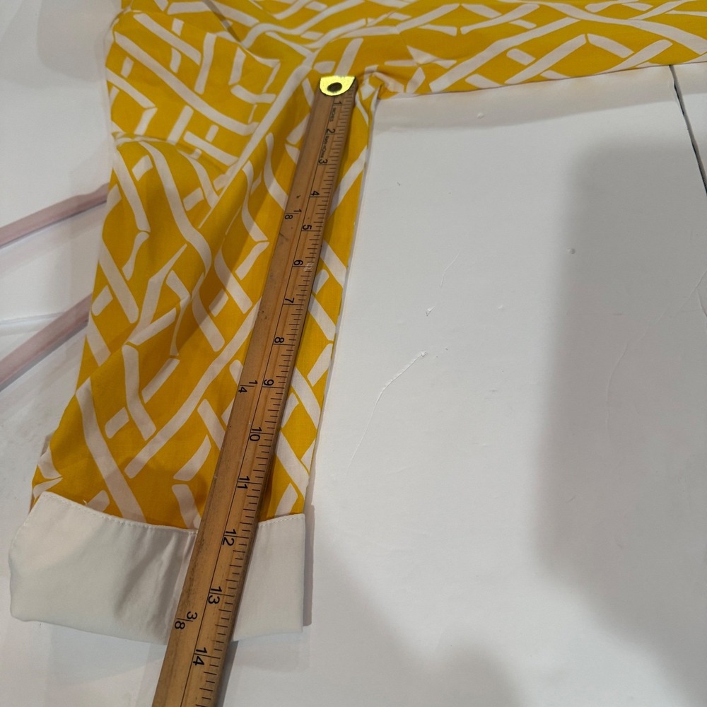Bob Mackie Wearable Art Womens Small Yellow White Geometric Button Down Shirt - Picture 5 of 11
